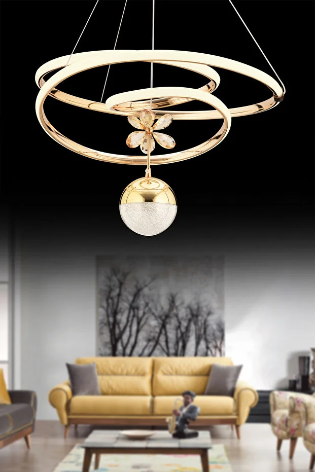 Gold Cherry Beyaz Power Ledli Modern Led Avize